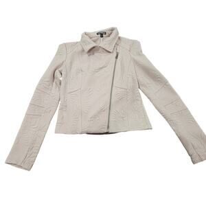 Blush Pink Moto Jacket Textured Floral Expressl Zip Women’s XS Y2K Inspired